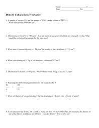 Which method that you used for the calculation of density of the sucrose solution is the most accurate, part c or d? Density Calculations Worksheet