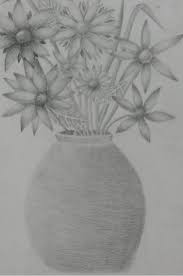 Pencil Drawing Of Flowers In Vase Flower Drawing Colorful Art Projects Colorful Art