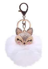 Niceeshop Tm Porte Cles Pendentif De Sac Avec Balle En Fourrure De Renard Perles Et Strass Blanc Amazon Fr Jeux Porte Cle Pendentif Fourrure De Renard