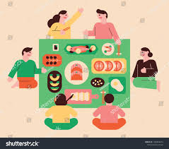 People Sitting At A Table With Delicious Food Flat Design Style Minimal Vector Illustration Ad Aff Delicio In 2020 People Sitting Vector Illustration Yummy Food