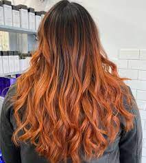 Burnt Orange Hair Color Perfect For Anyone With Natural Hair Dark Roots Dyed Strands And More F Red Hair Dark Roots Burnt Orange Hair Orange Hair Dark Roots