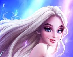 Elsa, face, pink, blue, winter, luminos, fantasy, girl, raphael honasan,  snow queen, HD wallpaper