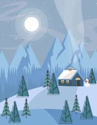 Winter Landscape Background Snow Mountain Moon Cottage Icons Free Vector In Adobe Illustrator Ai Ai Format Encapsulated Postscript Eps Eps Format Format For Free Download 2 54mb