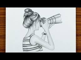 Art Arena Youtube Girls With Cameras Pencil Drawings Of Girls Camera Drawing
