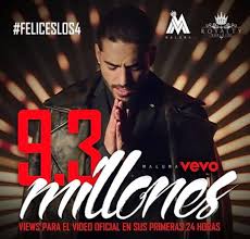 Tanto es así que el videoclip de la canción se ha convertido en el video latino más visto en 24 horas en youtube. Maluma Establece Nuevo Record Con Felices Los 4