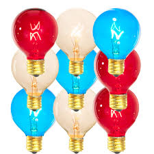 4th Of July Light Bulbs G50 Globe Christmas Outdoor Lighting Red White Blue Replacement Lighting Transparent Clear Colors Incandescent Brass Base Socket C9 E17 1 Box Of 25 Amazon Com