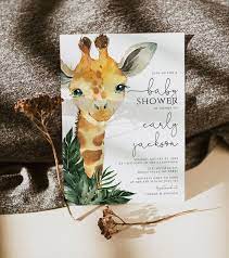 Giraffe Baby Shower Invitation Template Safari Baby Shower Etsy Giraffe Baby Shower Invitations Safari Baby Shower Invitations Animal Baby Shower Invitations