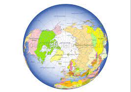 Globe From Space North Pole Centered Colored Globe Map Country Names Waterbody Names Original In Vector Format Globe Sticky Faith Free Maps
