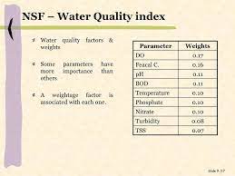 Sample area wqi ranking sample 1 kamarpukur 222.1266 5 sample 2 m.b.b. Water Quality Indexing Surface Water Ppt Download