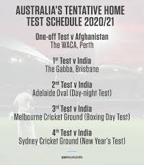 You will also find recent and upcoming matches schedule of india tour of australia 2020/21 , live cricket news, cricket series schedule, match stats, live match analysis, cricket commentary, videos, photos, expert blogs. Espncricinfo On Twitter A Pink Ball Test Against In Adelaide And Kicking Off The Season At The Waca Cricket Australia Is Set To Confirm Its Tentative Schedule For The 2020 21 Summer