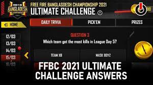 Free fire is the ultimate survival shooter game available on mobile. Free Fire Bangladesh Ultimate Challenge Day 5 All Questions Answers
