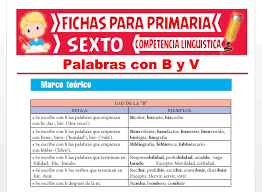Palabras Con B Y V Para Sexto Grado De Primaria 2022