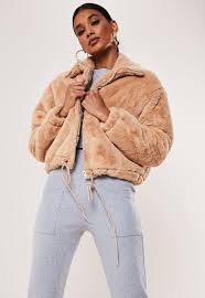 Discover women's petite coats and jackets with asos. Camel Cropped Faux Fur Bomber Jacket Missguided
