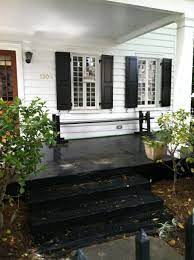 Joggling Board And Love The Glossy Black Porch Floor House Exterior Front Porch Decorating Porch Flooring