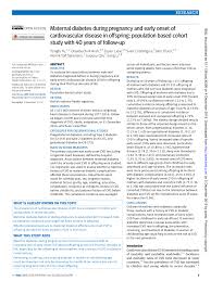 Pdf Maternal Diabetes During Pregnancy And Early Onset Of Cardiovascular Disease In Offspring Population Based Cohort Study With 40 Years Of Follow Up