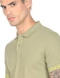 Buy Calvin Klein Men Faded Olive Short sleeve Solid Polo Shirt