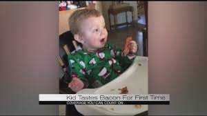 Baby Eats Bacon For The First Time Youtube