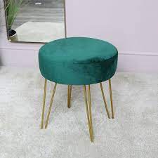 Green Velvet Stool With Gold Hairpin Legs In 2020 Green Velvet Stool Velvet Stool Velvet Decor