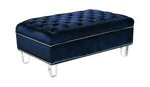Enjoy free shipping on most stuff this ottoman is crafted with a durable wood frame upholstered in soft and durable velvet fabric. Lucas Navy Blue Velvet Ottoman By Meridian Furniture