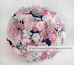 Brides,bridesmaids,flowergirl wedding bouquet, buttonholes,corsages pink/silver. Brooch Bouquet Pink Navy Blue And Silver Wedding Brooch Etsy