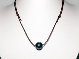 16mm Large Pearl And Leather Necklace Single Black Pearl On Leather Cord Adjustable Necklace Choker Or Long Leather Necklace Adjustable Necklace Big Shell