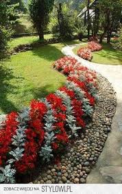 The Silver Is Dusty Miller But I Can T Tell What The Red Is Love The Stripes Landscape Design Simple Landscape Design Beautiful Gardens
