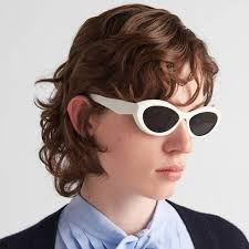 NEW Prada PR26ZS 17K08Z Talc White Dark Grey Oval Women Sunglasses