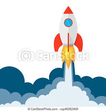 ¿como lanzan los cohetes al espacio? Lanzamiento Del Cohete Ilustracion De Vectores Comienza Con El Cohete Espacial Una Nave Espacial En Diseno Plano Sobre Canstock