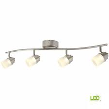 Hampton Bay 2 6 Ft 4 Light Brushed Nickel Integrated Led Track Lighting Kit Hbt102527 35 The Home Depo Track Lighting Kits Track Lighting Led Track Lighting