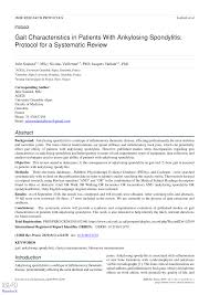 Pdf Gait Characteristics In Patients With Ankylosing Spondylitis Protocol For A Systematic Review