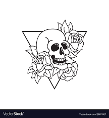 Rose And Skull Tattoo Template Roses Isolated Vector Illustration Traditional Tattoo Flowers Set Old Tattoo Templates Traditional Tattoo Artwork Skull Tattoo