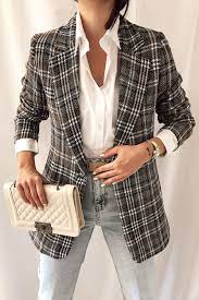 Ekose Tuvit Blazer Ceket Blazer Ceket Ekose Kadin Ceketleri