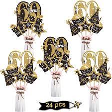 Shop balloons, signs, banners, cutouts & much more! Amazon Com Blulu Birthday Party Decoration Set Golden Birthday Party Centerpiece Sticks Glitter Table Toppers Party Supplies 24 Pack 60th Birthday Toys Games