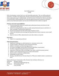Here's some cover letter help: St At Imc Sgs Is Developing A Contact List For On Call Receptionists If You Are Interested Please Submit A Cover Letter With A Resume That Includes References A Pdf Version Of Post Can