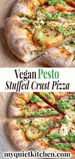 Vegan Pesto Stuffed Crust Pizza Recette Pesto Vegetalien Plats Vegetaliens Spaghetti Recette