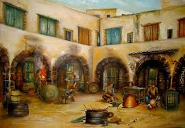 Souk Des Ferroniers Fondouk El Haddadine A Sfax En Tunisie Par Le Peintre Salah Souissi Admirez Cet Peinture Tunisienne Comment Peindre Sfax