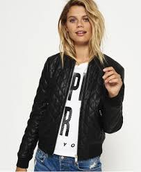 Superdry Parisian Quilted Faux Leather Bomber In 2020 Faux Leather Bomber Womens Black Leather Jacket Leather Bomber Jacket