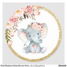 Pink Elephant Baby Shower Favor Sticker Labels Zazzle Com In 2021 Elephant Baby Shower Favors Baby Shower Favor Stickers Pink Elephants Baby Shower