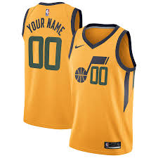 The jazz won't wear their statement uniform again until march 13th, when they take on the new orleans pelicans. Men S Utah Jazz Nike Gold Swingman Custom Jersey Statement Edition