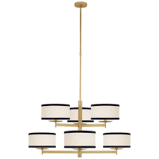 Walker Medium Two Tier Chandelier Linen Shades Chandelier Visual Comfort