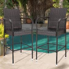 They will provide protection for your outdoor patio bar and bar stools and chairs from uv rays, rain, bird droppings, dirt and debris. Patio Bar Chairs Set Of 2 Uhomepro Wicker Bar Stool Chairs Outdoor Patio Furniture Rattan Barstool Chair With Iron Frame Armrest Footrest Bar Height Patio Set For Garden Pool Lawn Backyard W2103