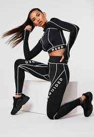 Looking for a good deal on fitness leggings? Black Msgd Contrasting Stitch Panel Gym Leggings Missguided