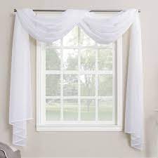 Sheer scarf valance, drapery radial folds is perfectly with cast metal cornice. 216 X59 Emily Sheer Voile Window Curtain Scarf White No 918 Target