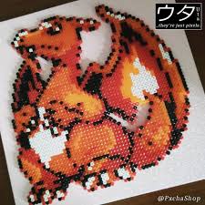 Pokemon Pixel Art Charizard Perler Beads Gamer Collectible Gift 8bit Perles Hama Pokemon Bricolage Pokemon Et Dracaufeu