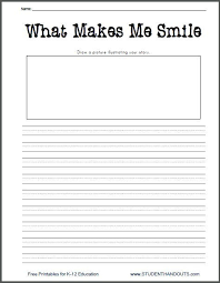 what makes me smile free printable k 2 writing prompt worksheet for little kids 1st grade writing worksheets writing prompts for kids first grade writing