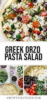 Greek Orzo Pasta Salad In 2021 Orzo Pasta Salad Pasta Recipes Easy Pasta Recipes