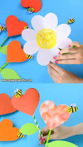 Paper Heart Flower Craft With Template Valentine Paper Crafts Flower Crafts Preschool Crafts
