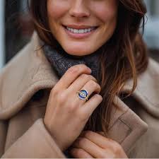 Ross-Simons 0.10 ct. White Topaz Turquoise 18k Gold Over Sterling Evil Eye  Ring