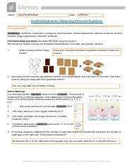 Complete you believe balancing chemical equations student exploration: Gizmo Lab Balancingchemequationsse Docx Name Jasmine Whitehead Date Student Exploration Balancing Chemical Equations Directions Follow The Course Hero
