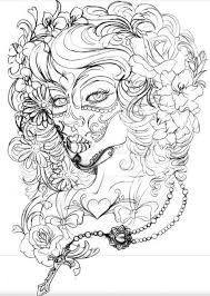 Black And White Feminine Black And White Sugar Skull Tattoo Pin By Cassy Chester On Day Of The Dead Skull Coloring Pages Girls With Sleeve Tattoos